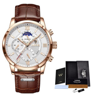 Reloj analógico de piel
