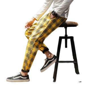 Pantalones a cuadros amarillos