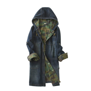 Chaqueta azul militar para mujer con bordado