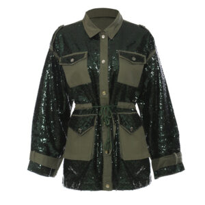 Chaqueta militar verde para mujer
