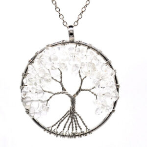 Collar árbol de la vida de cristal blanco
