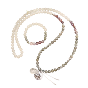 Collar + Pulsera Labradorita, Amatista, Cuarzo Claro